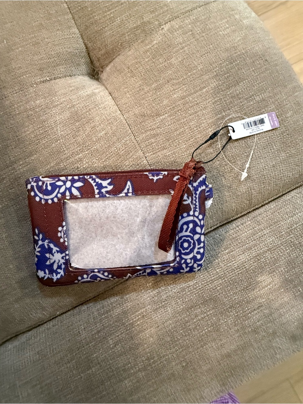 Vera Bradley Brown & Blue Floral ID Wristlet